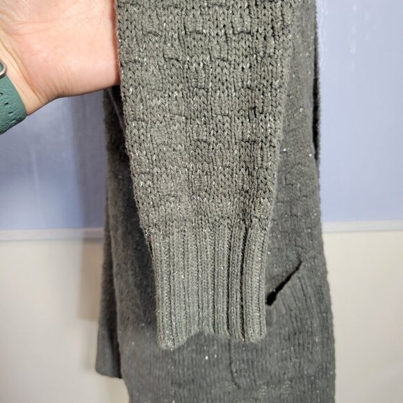 Attention Medium Metallic Gray Medium Weight Longsleeve Open Waterfall Cardigan - Picture 7 of 11